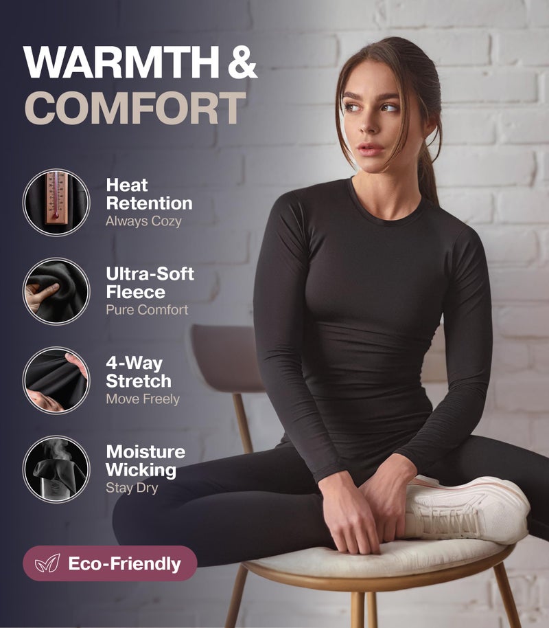 Thermajane Long Johns Thermal Underwear for Women Fleece Lined Base Layer Pajama Set Cold Weather (X-Large, Grey) - Image 2